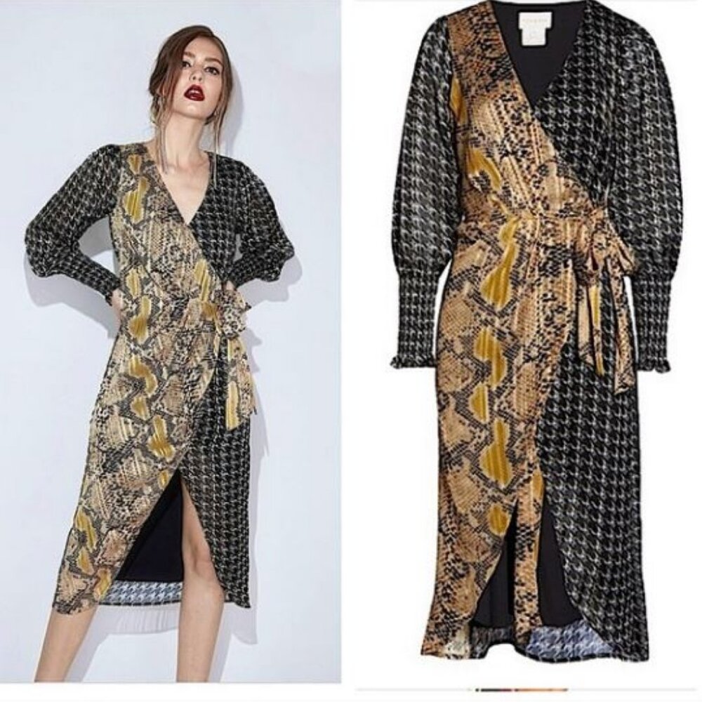 NWT Anthropologie FOXIEDOX Nalia Long Sleeve Wrap Dress Nalia Sz Lg